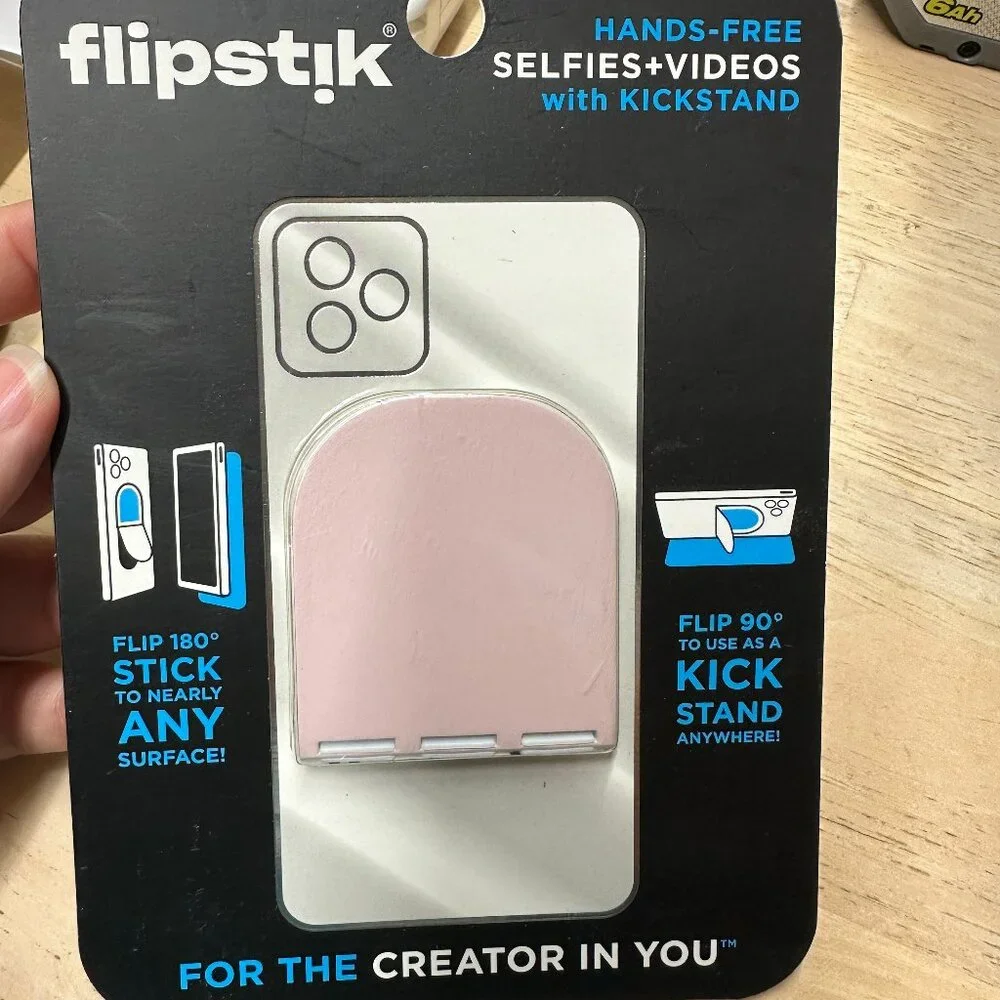 Flipstik 3.0 Foldable Adhesive Phone Mount Stand Sticky (Rose Gold [Pink]) New